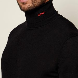 סריג הוגו בוס HUGO צווארון גולף | גברים | שחור