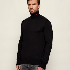 סריג הוגו בוס HUGO צווארון גולף | גברים | שחור