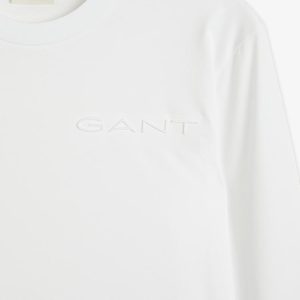 טישרט גאנט שרוול ארוך לוגו מובלט GANT T-shirt לבן