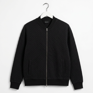 ג'קט פרמיום גאנט שחור Gant Diamond Bomber Jacket Full Zip