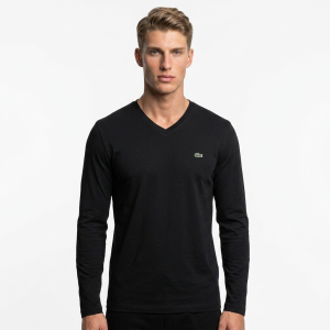 טי שירט לקוסט שרוול ארוך Lacoste Pima Cotton V-neck Men's T-Shirt