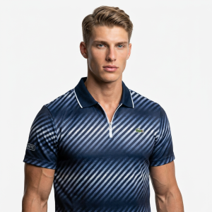 חולצת פולו Lacoste Sport לגברים – צווארון רוכסן | כחול כהה